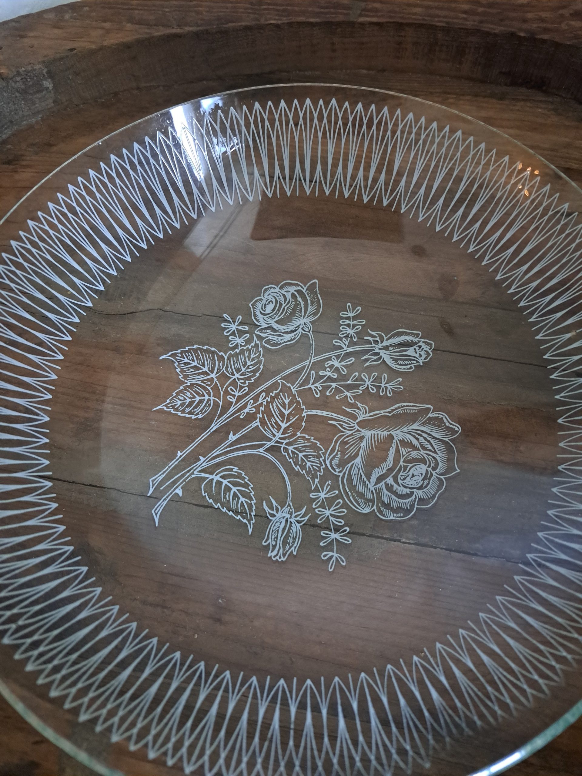 vintage glazen (koekjes) schaal - Afbeelding 2