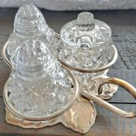 Vintage peper, zout en mosterd setje